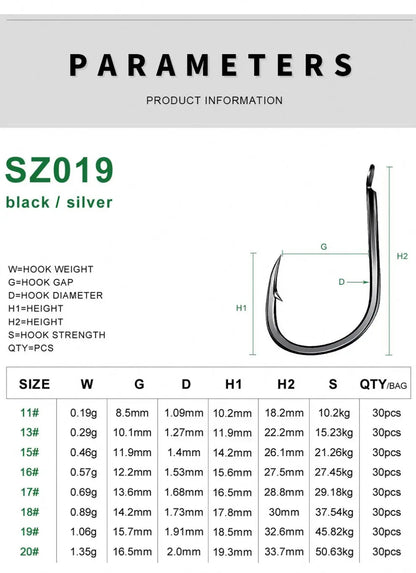 Free Samples Newest 30pcs/set Fishing Hooks Set High Carbon Steel Barbed Single Circle Hook Dip Barbed Carp Hooks Sea Fishing