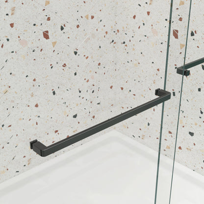 Matte Black Double Sliding Shower Door, 5/16" Nano-Coated Tempered Glass & 36K-Cycle Tested Hardware