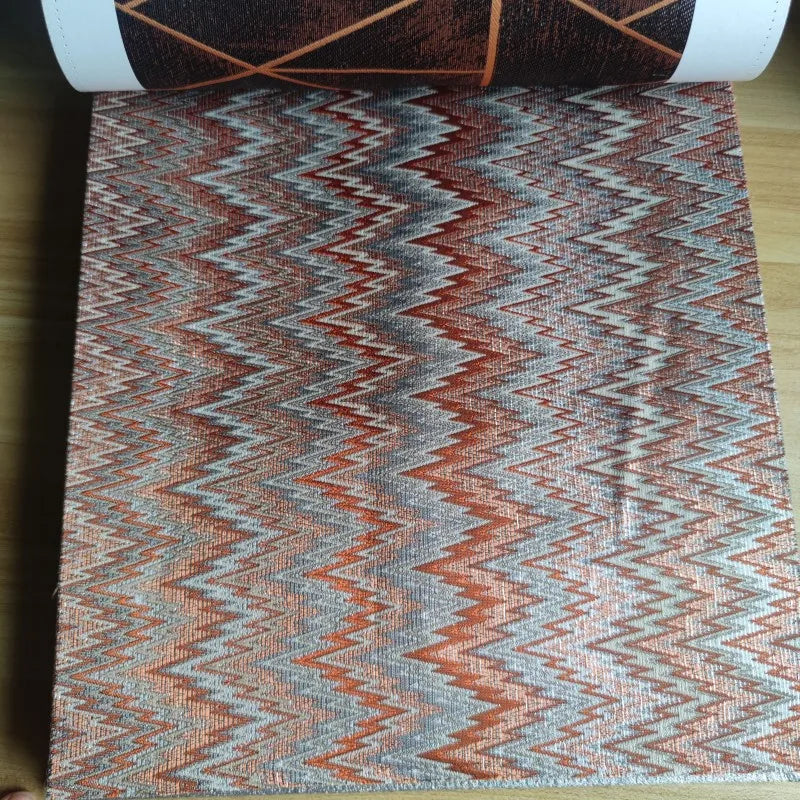 Luxury Home Textile Curtains Red-Orange Indoor Upholstery Fabric and Drapery Fabric With Sliver Gold Thread Pattern