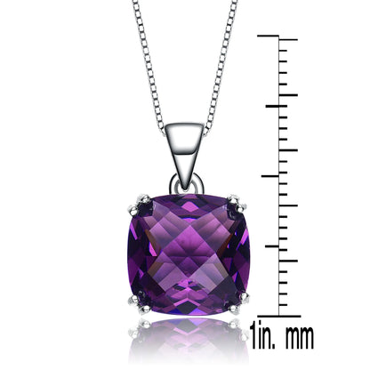 TD Collette Z Sterling Silver Fashion Pendant Necklace with Violet Cubic Zirconia Square Charm