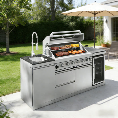 Stock in USA Warehouse 304 Stainless Steel Gas Grill BBQ Modular Outdoor Kitchen Cabinets for Garden