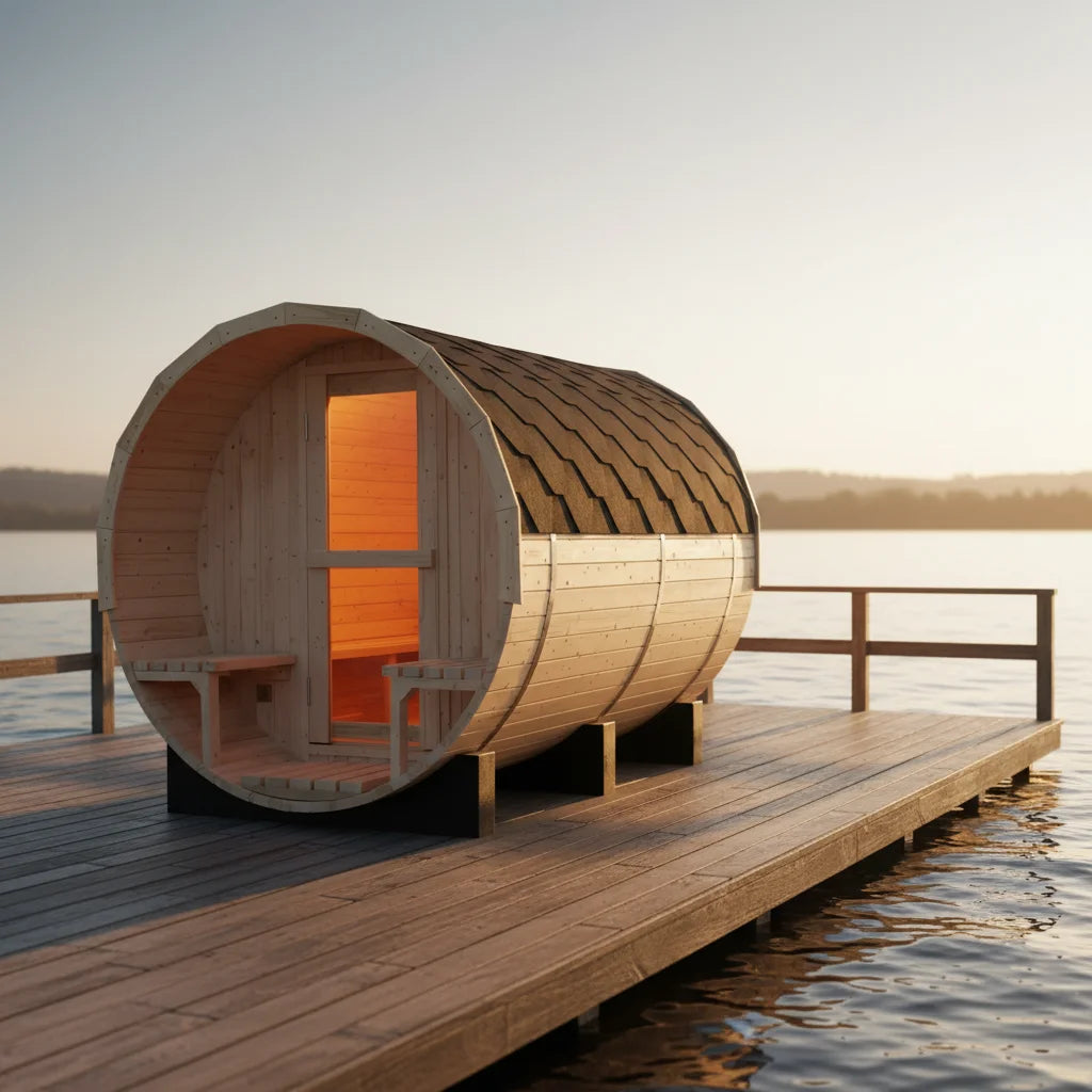 Create Your Backyard Spa Retreat - Luxury 8ft Barrel Sauna, Premium Canadian White Pine | Ready to Ship + 10% OFF