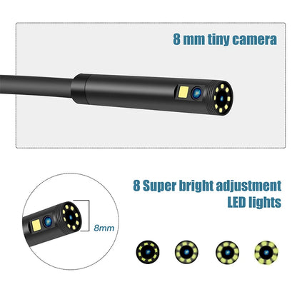 New Handheld 8mm Dual Lens Endoscope Camera Mini Waterproof  Inspection Camera 4.3inch Screen 2m Hard Cable Snake Camera