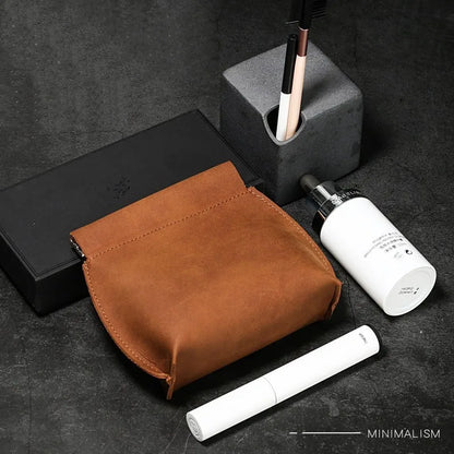 Thickened PU Leather Pouch Small Cosmetic Lipstick Automatic Closed Shrapnel Bag Makeup Packing Bag Jewelry Bag WIth logo