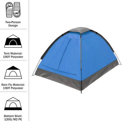 Wakeman Outdoors 2-Person Lightweight Camping Tent One Bedroom Portable Rain Fly Carrying Bag for Outdoor Backpacking Hiking