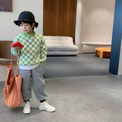 2021 Winter Kids Baby Girls Boys Autumn Winter Full Sleeve Solid Knitted Outwear Coat Ins Style Children Girls Cardigan Sweater