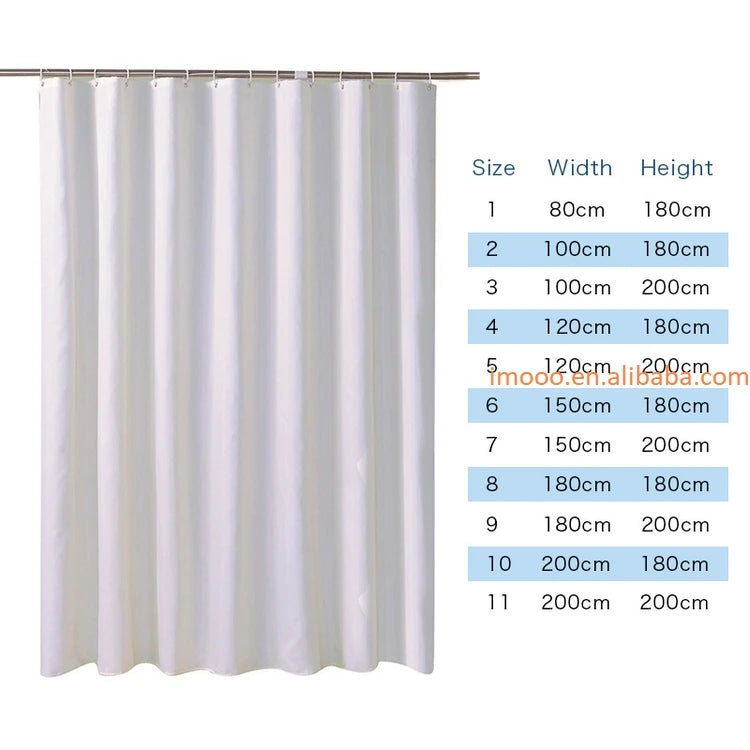 Factory Price 280x200CM White Shower Curtains Liner Waterproof Thicken Bath Curtain Solid Polyester Home Bathroom Accessories