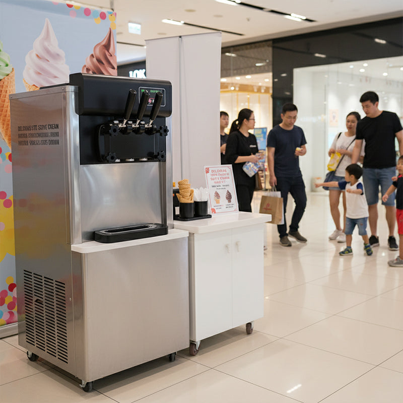 3-Flavor Soft Serve Ice Cream Machine Ideal for Small Businesses | Commercial Ice Cream Machine