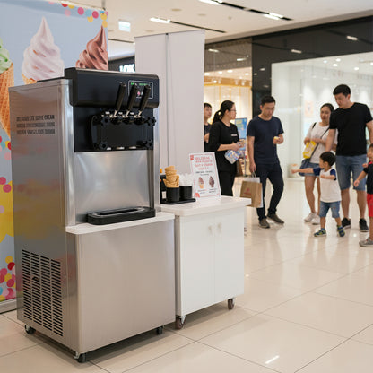 3-Flavor Soft Serve Ice Cream Machine Ideal for Small Businesses | Commercial Ice Cream Machine