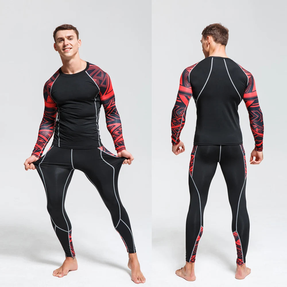 Men's Thermal Underwear Set MMA Tactics Leggings Solid Color Costume Compress Fitness Long Johns Men Winter Brands  Men