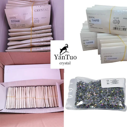 AB Flatback Nail Art Transparent AB K9 Unfoiled Back Glass Diamond Crystal Rhinestone Trade Assurance Chinese Grade 5A K9 1 Bag