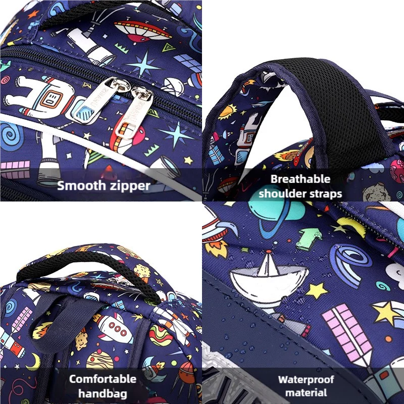 Large Capacity Cartoon Design Student Backpack Set Waterproof Includes Lunch Box Bookbags for Elementary Boys Teens New Release