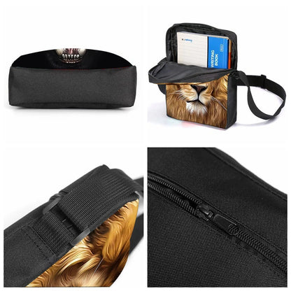 Cool Lion 3D Printed Fashionable 3-Piece Set Backpack Lightweight Adjustable Shoulder Strap Durable PVC Polyester Lining Zipper
