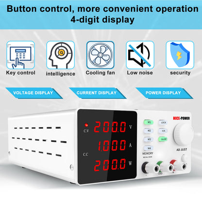 KUAIQU SPPS-S2001 Programmable DC Switching Power Supply 200V 1A Single Output 200W Lab Bench Color LCD Screen