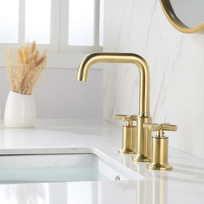 Classic Design Single Hole Bathroom Faucet Ceramic Valve Core Hot/Cold Water Basin Taps Stainless Steel for Bedroom Bathroom Use