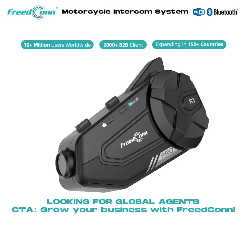 FreedConn  Intercom Recorder R1 Pro 2K Wireless Communication Excessive Power and Unlimited Energy for Motorcycles