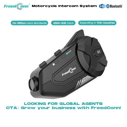 FreedConn  Intercom Recorder R1 Pro 2K Wireless Communication Excessive Power and Unlimited Energy for Motorcycles