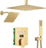 HONGDEC 3 Function  Rainfall Shower System Brushed Gold Bathroom Shower System Bathroom Shower Set