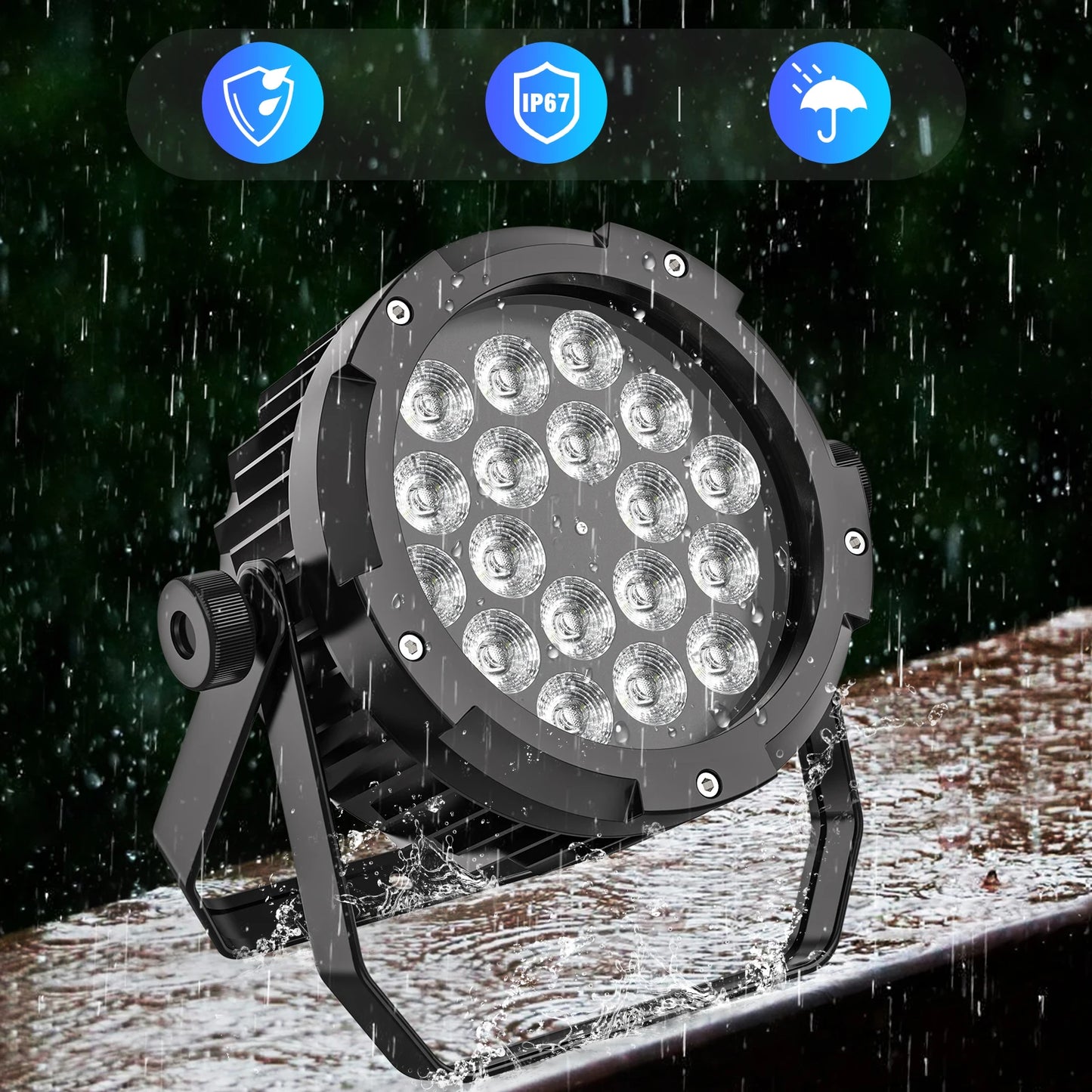P65 Waterproof 18x10W RGBWA+UV 6In1 LED Par Light Outdoor Strobe Par Lights for DJ Night Club Disco Club Party Wedding