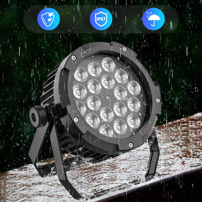 P65 Waterproof 18x10W RGBWA+UV 6In1 LED Par Light Outdoor Strobe Par Lights for DJ Night Club Disco Club Party Wedding