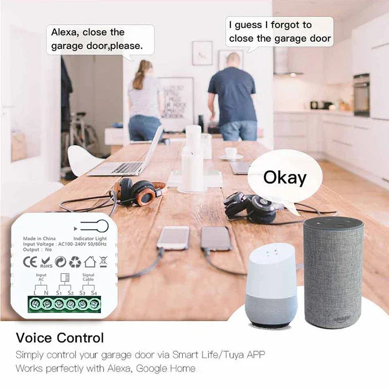 Tuya Smart Life ZigBee Garage Door Opener Controller App Remote Control Supports Alexa Google Home Zigbee2MQTT Gateway Needed