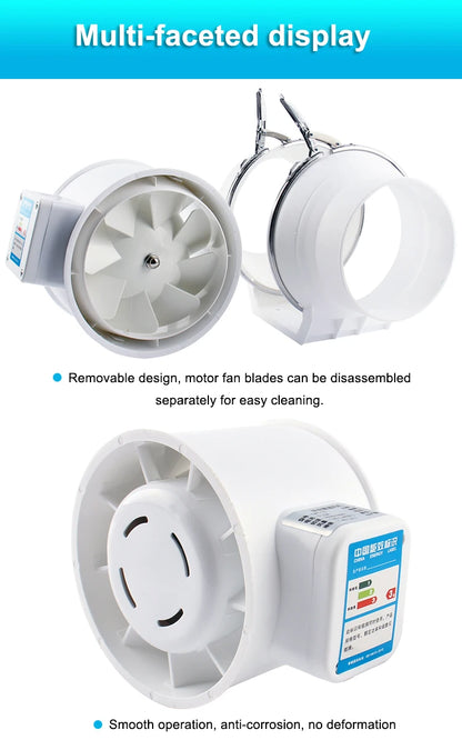 4/5/6/8 Inch Remote Control Exhaust Fan Silent Inline Pipe Duct Fan Extractor Air Ventilation Blower Kitchen Toilet Wall Booster