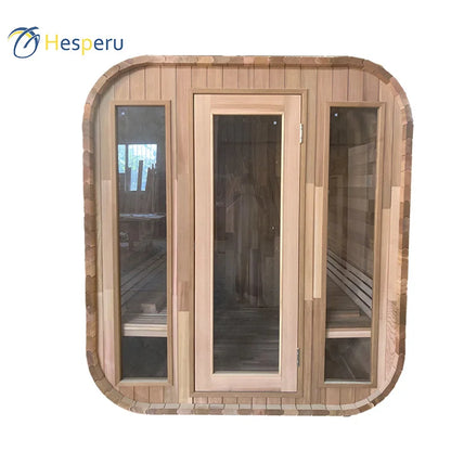 Best Seller Electric Outdoor Infrared Sauna Room Traditional Red Cedar Hemlock Solid Wood 2-Person Capacity Stove Villa