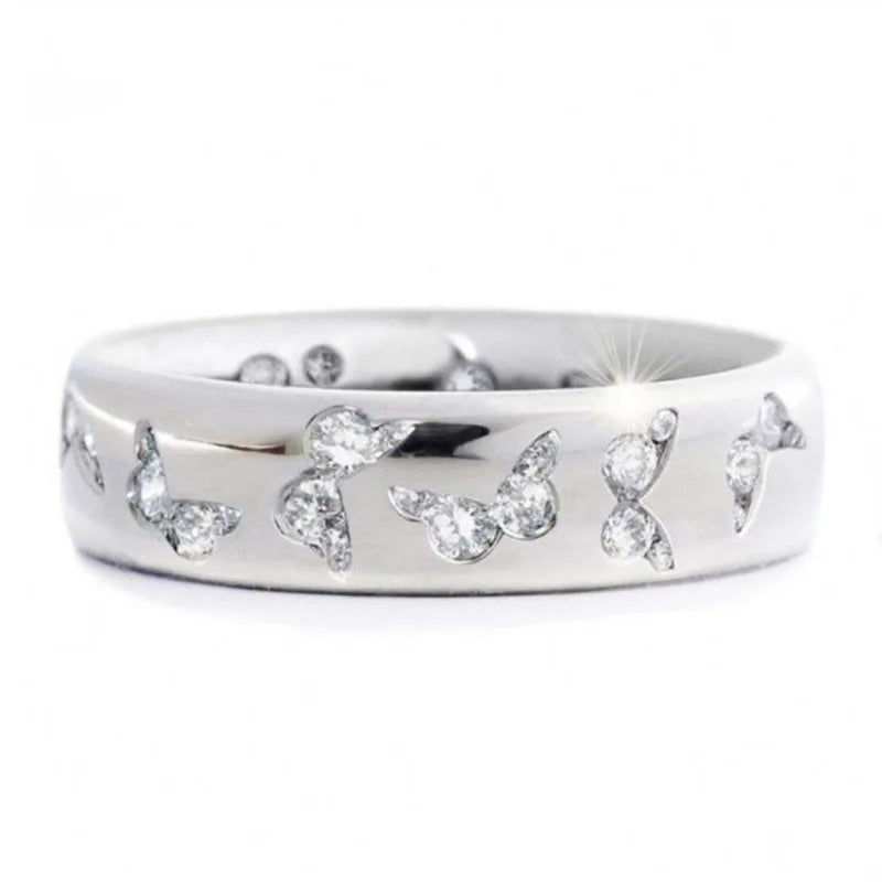 Butterfly Gemstone Rings For Women Lab Created Cubic Zirconia Pave Setting Fashion Jewelry Gift Ring H111