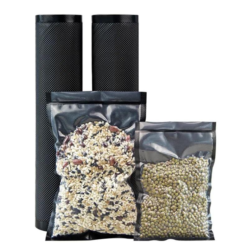 clear Smooth and Black Embossed Food Saver  Vacuum Seal Roll Bag