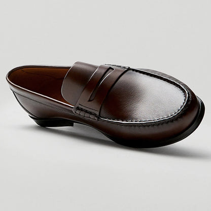 Vintage Calf Leather Men's Loafer Shoes High Quality Handmade Wear-Resistant Brown Pure Leather Casual Shoes