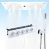 Black Ceiling Rain Brass Shower Combo with Thermostatic Mixing Valve Kit 24.4x12.6 Inch Rain Waterfall Shower Head