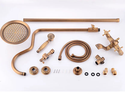 Modern European-Style Brass Bathroom Shower Suite Dual Handle Wall-Mounted Shower Faucet Slide Bar Ceramic Valve Core Rain Spray