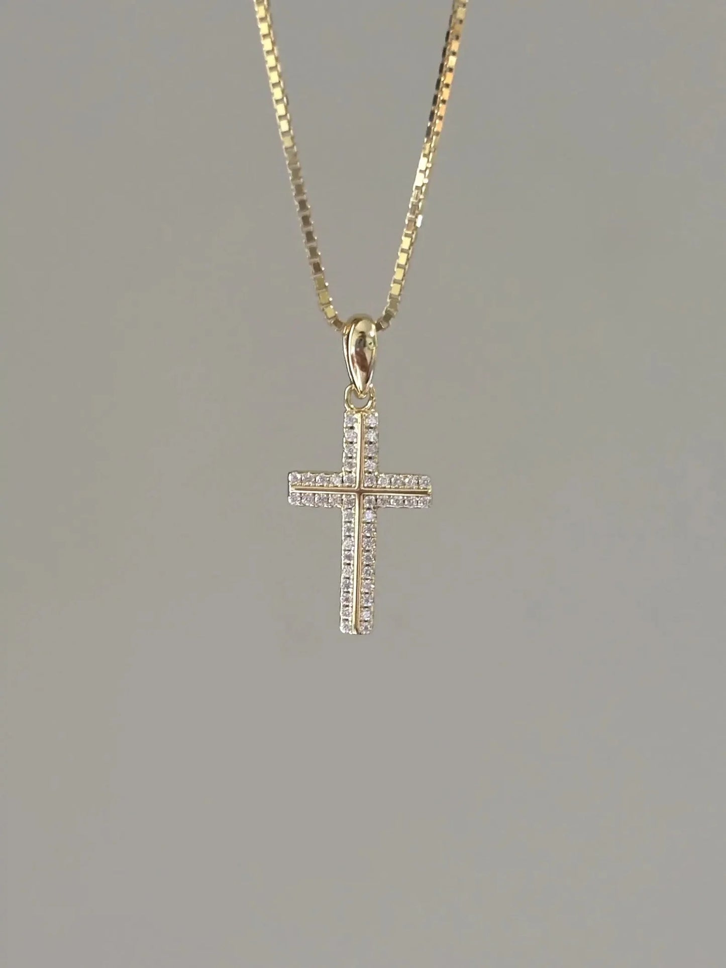 Great Gems Dainty 0.20ctw Moissanite Cross Necklace Pave Diamond Charm Sterling Silver Yellow Gold Plated Christian Religious