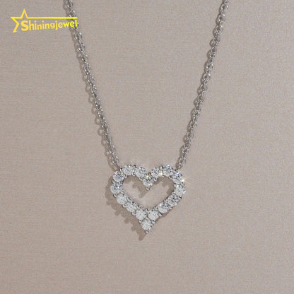 USA Warehouse Best Gift Set Iced Out Heart Earrings & Necklace Set 925 Silver VVS Moissanite Jewelry Hip Hop Stud Earrings