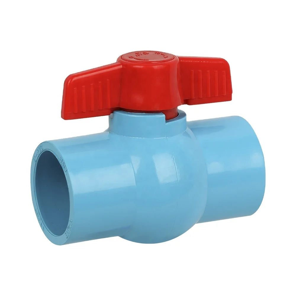 PVC Compact Ball Valve With Bule Body PP Butterfly Handle Strong Ball Valves Ro Uv