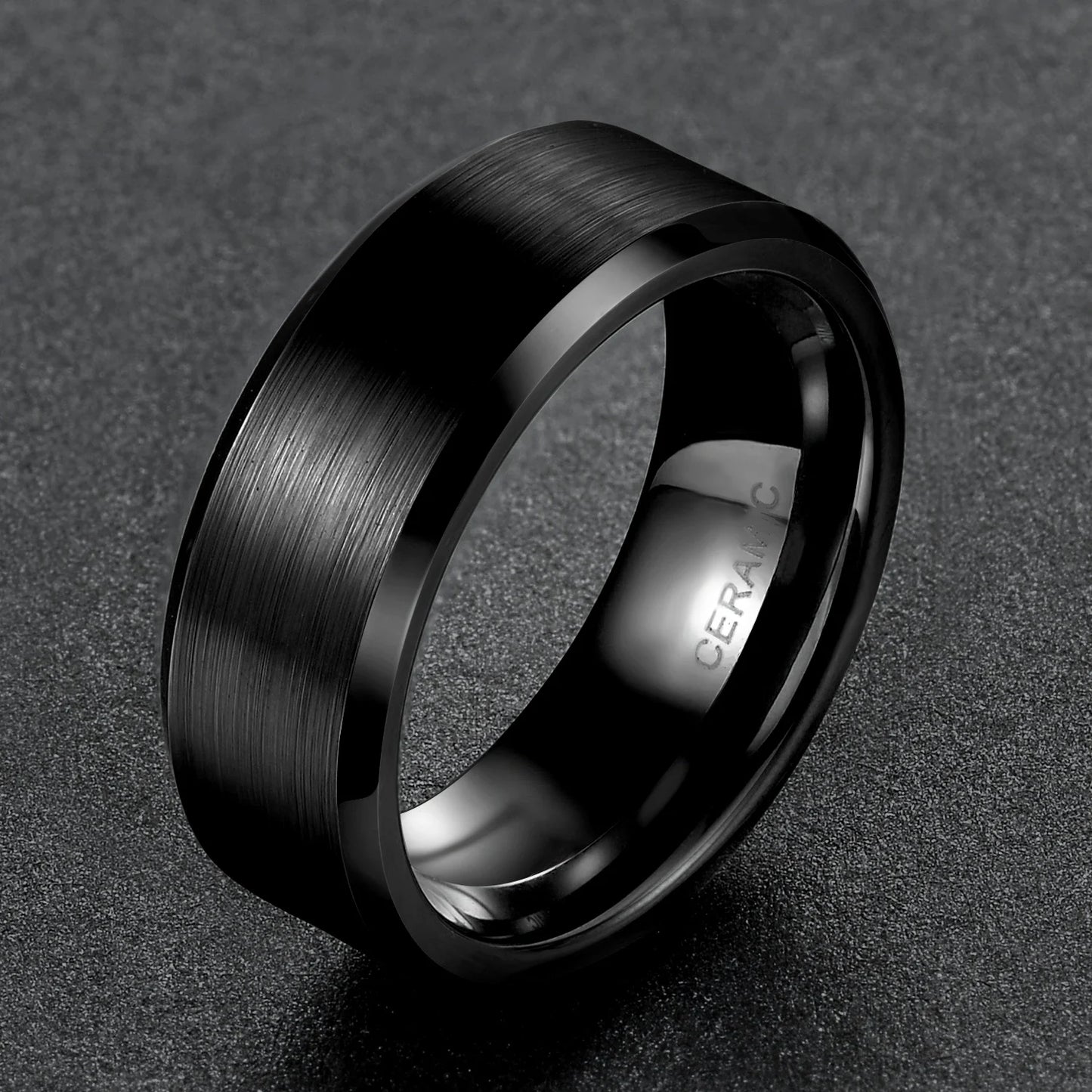 OAHLAN 4/6/8mm Black Ceramic Ring Brushed Comfort Fit Couple Wedding Band Engagement Rings Men Women Fashion Jewelry Size4-15