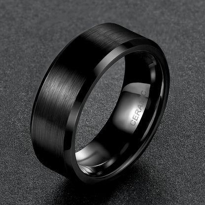 OAHLAN 4/6/8mm Black Ceramic Ring Brushed Comfort Fit Couple Wedding Band Engagement Rings Men Women Fashion Jewelry Size4-15