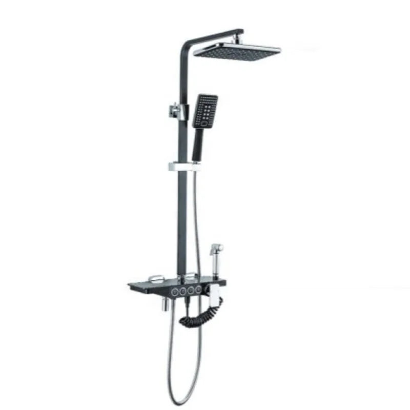 Square Bathroom Shower System Senducs Black Gold Bathtub Mixer Faucet Hot Cold Bathroom Tap Thermostatic Shower Set