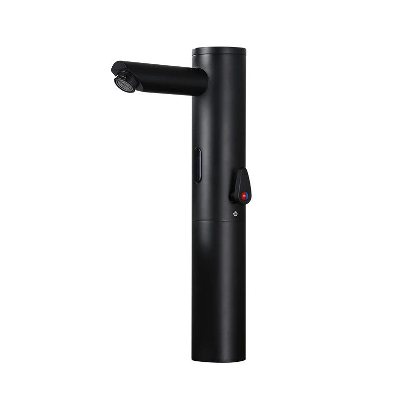 Black Brass Contemporary Single Handle Touchless Automatic Sensor Basin Faucet