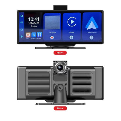 10.26 Inch Touch Carplay Screen 1080p Dash Cam DVR Car Screen Wireless Carplay Android Auto FM Phone Mirror Link Music Player
