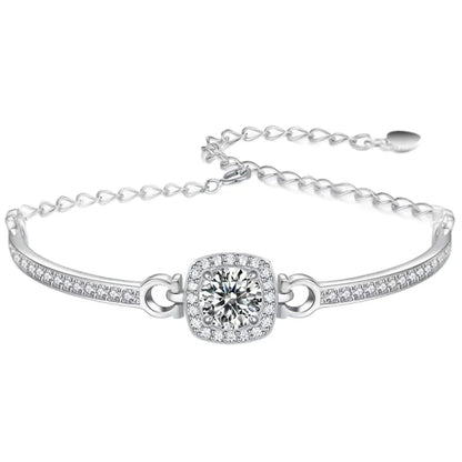 1 Carat Moissanite Square Bag Bracelet 925 Sterling Silver Stylish Elegant Noble Luxury Perfect Birthday Gift for Girlfriend