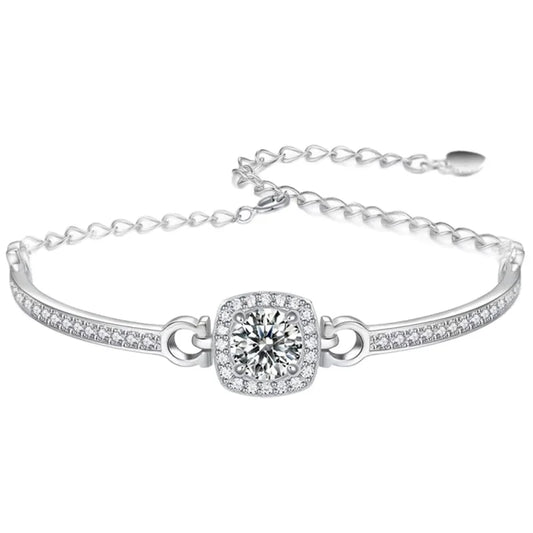1 Carat Moissanite Square Bag Bracelet 925 Sterling Silver Stylish Elegant Noble Luxury Perfect Birthday Gift for Girlfriend by PDG ibma