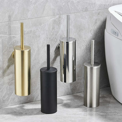 Bathroom Black Gold 304 Stainless Steel Toilet Brush Set Toilet Bowl Cleaner Brush and Holder Cleaning Tool Standing