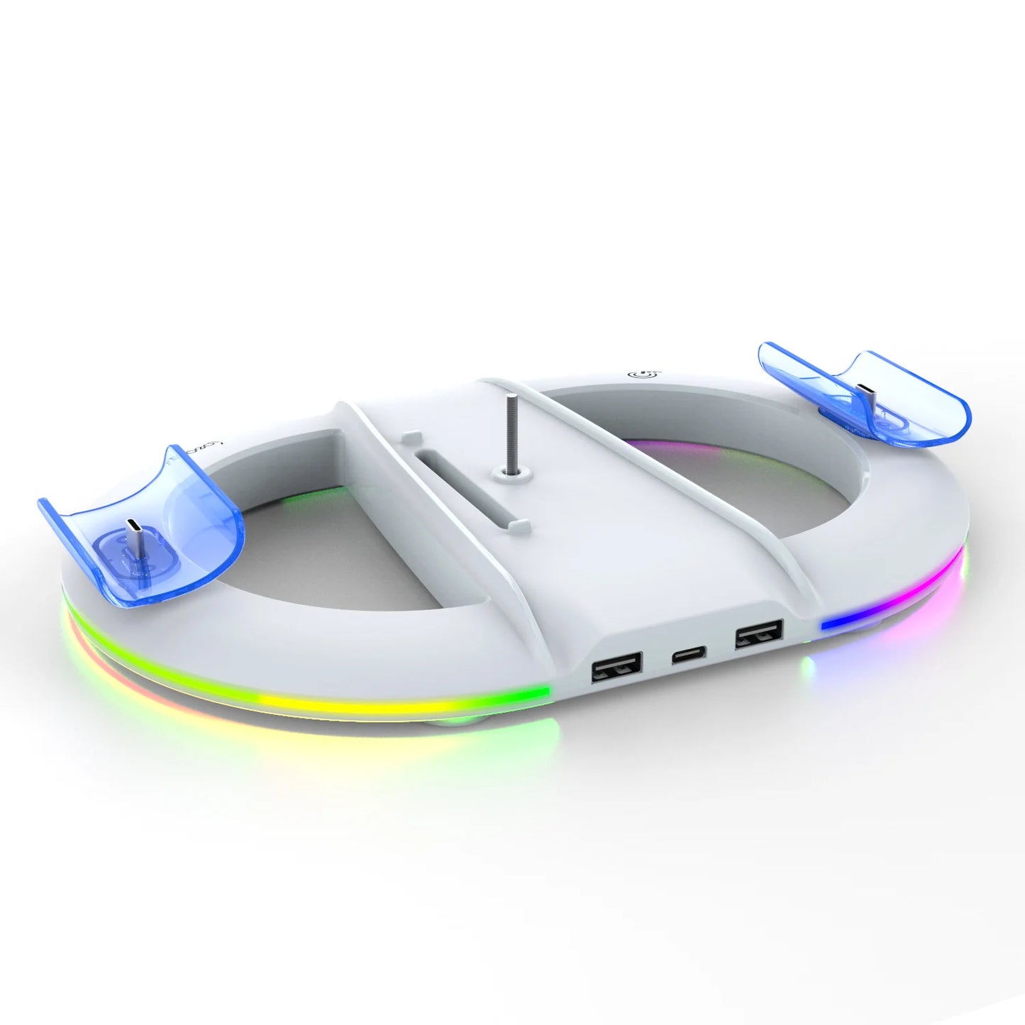With 14 RGB Lighting  2 Type C Charging Port Vertical Stand Charging Dock for Ps5/ps5 Slim Console Charger