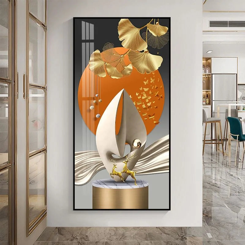 100X50CM  New Large Aluminum Alloy Frame Crystal Home Gallery Hanging Wall Decor Artwork Painting Dropshipping for Living DDP