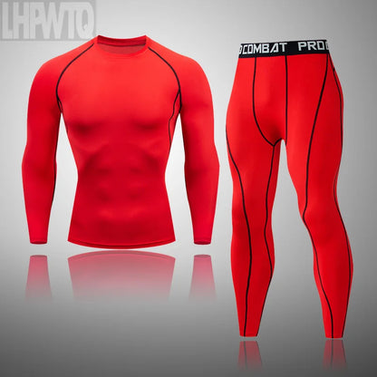 Men's Thermal Underwear Set MMA Tactics Leggings Solid Color Costume Compress Fitness Long Johns Men Winter Brands  Men