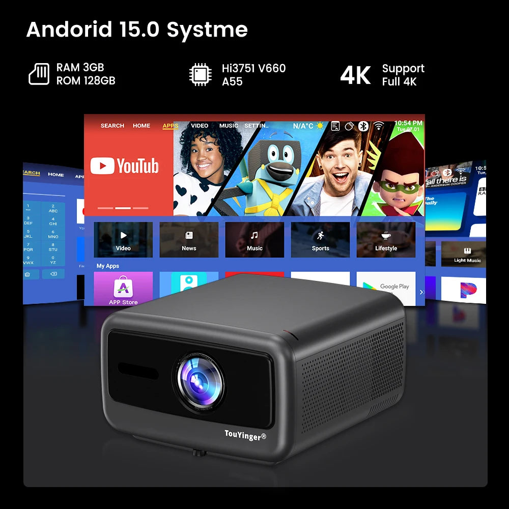 Poland Warehouse Q13W Android Projector 3800ANSI Support Full 4K V660 Chip Android 15 MEMC Sealed Optical Smart Home Theater