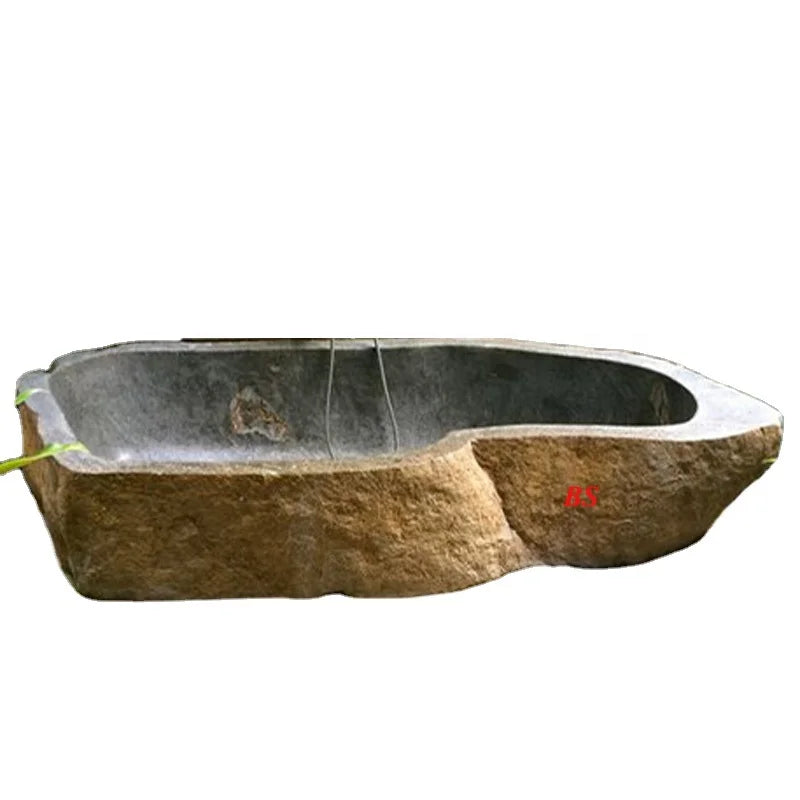 Outdoor Decoration Natural River Brown Stone Bathtub for Sale