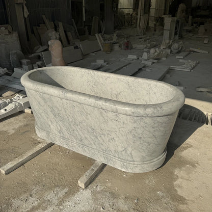 Italy Carrara Hotel Quality Freestanding Marble Bathtub Best Traditional Design for Soaking Cultured Marble Bathtub