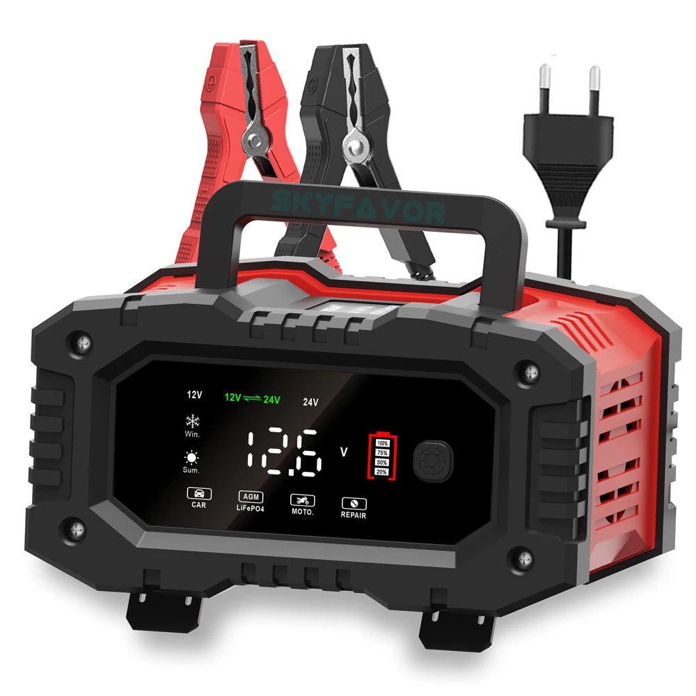 Lifepo4 Lead Acid Car Battery Charger 12V 24V 20A Fast Automatic Gel Agm Maintenance-free Deep Cycle Lead Acid Battery Charger